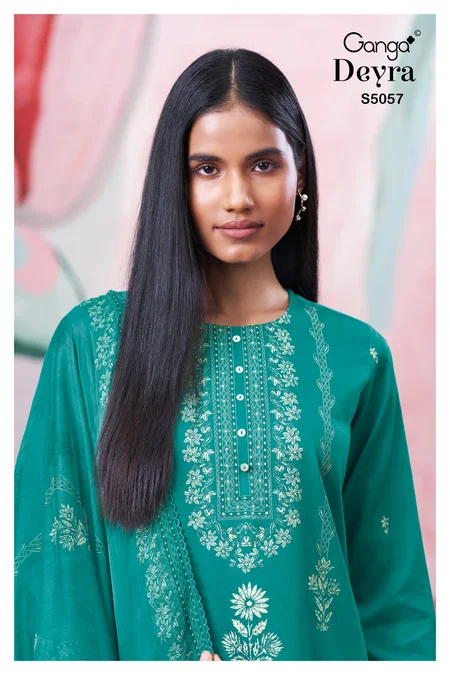 Deyra 5057 By Ganga Cotton Satin Designer Salwar Suits
